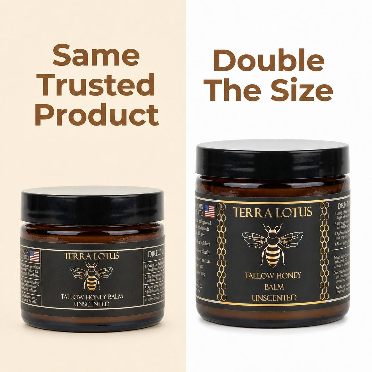 Terra Lotus open jar texture close-up, highlights smooth absorbent balm benefit