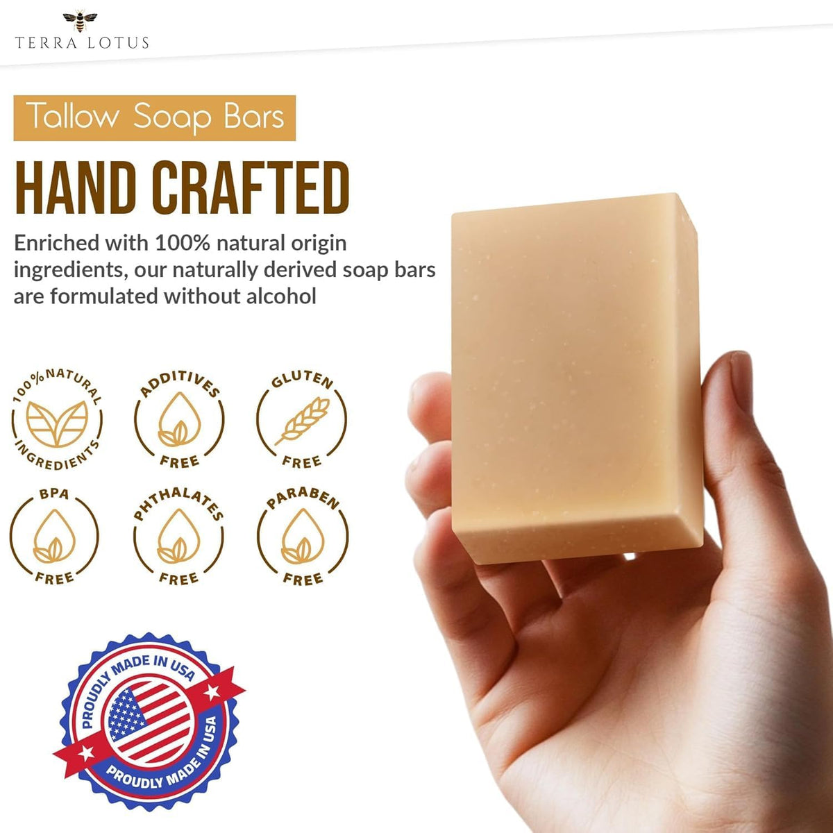 Terra Lotus soap bar close-up texture highlighting creamy lather potential