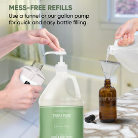 Terra Pure staged in a hotel bathroom conveying a calming guest experience