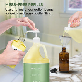 Terra Pure gallon beside ruler illustrating size and cost-saving bulk capacity