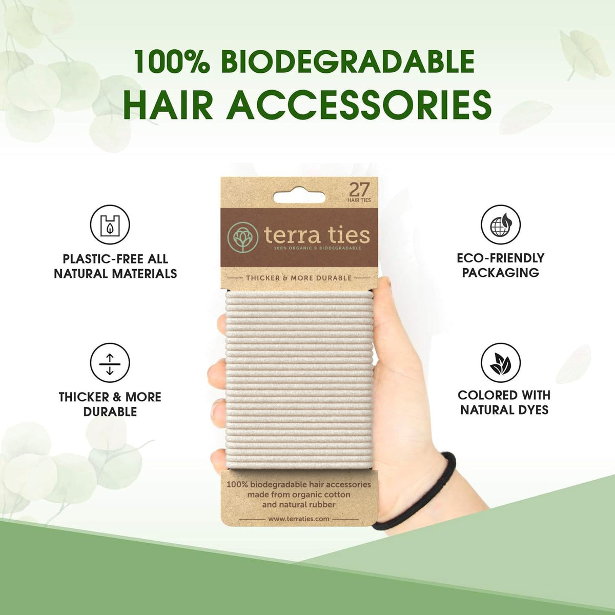 Terra Ties cross-section showing natural rubber core and durable elasticity benefit