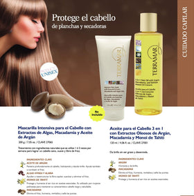 Terramar close-up of argan macadamia monoi ingredients highlighting nourishing blend benefit