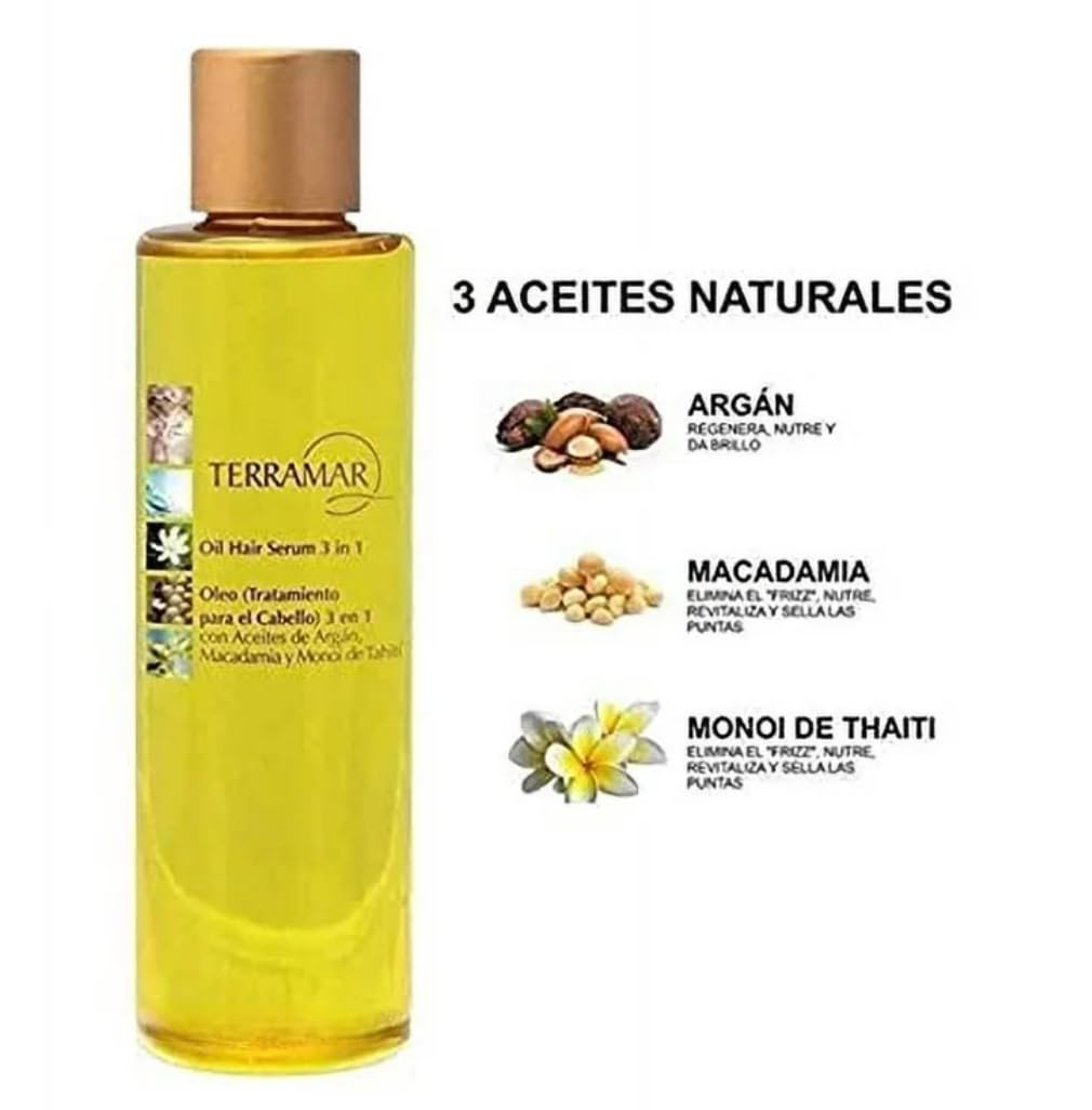Terramar oil applied to hair demonstrating frizz control and instant shine benefit