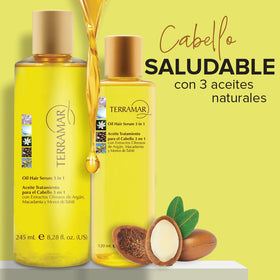 Terramar golden serum texture closeup on fingertip, shows non-greasy absorption benefit