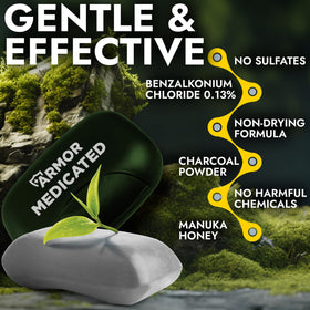 Terramed charcoal and manuka honey ingredients pictured to show purification benefit