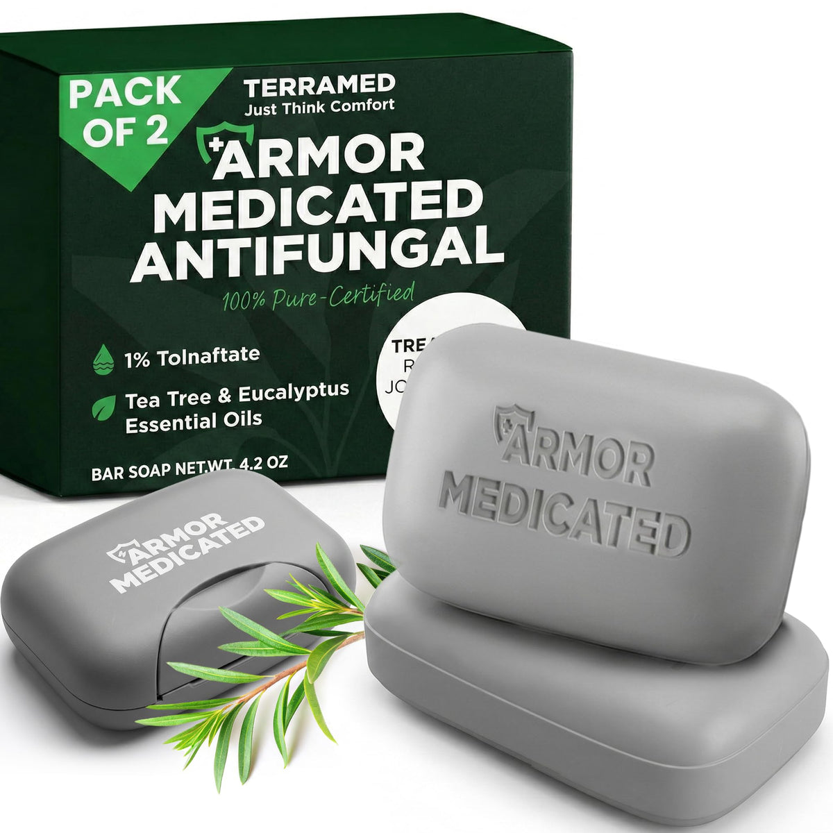 Terramed Just Think Comfort front packaging showing active tolnaftate benefits