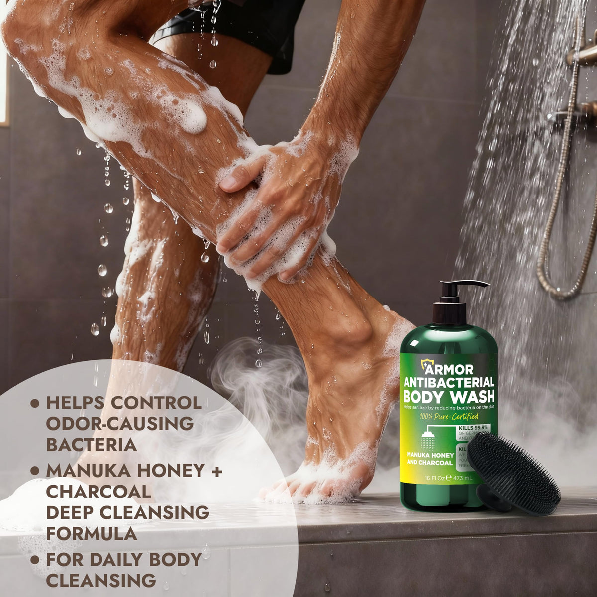 Terramed Just Think Comfort bottle in bathroom setting illustrating daily use