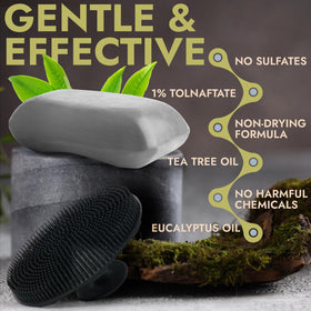 Terramed Just Think Comfort scrubber paired with soap for deeper cleanse