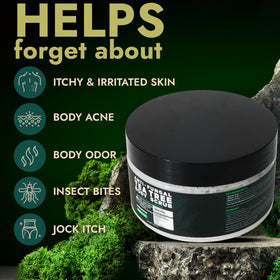 Terramed Just Think Comfort tea tree oil texture highlighting soothing action