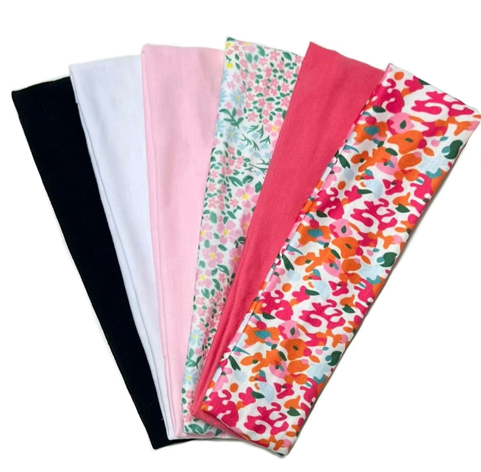 TERSE front view of seven headbands showing colors and patterns, easy outfit matching