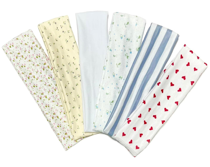 TERSE front view of six headbands set showing patterns and colors for outfit matching