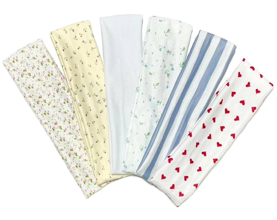 TERSE front view of six headbands set showing patterns and colors for outfit matching