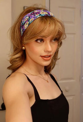 TERSE headband used during skincare routine in bathroom, keeps hair away from face