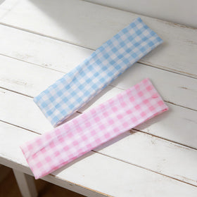 TERSE close-up fabric texture of plaid headband, soft breathable comfort