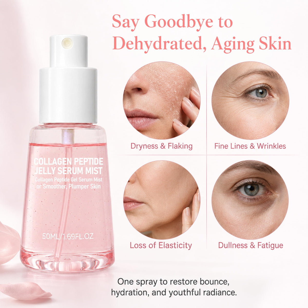 Tetea mist over makeup on model demonstrating refreshing, non-disruptive finish