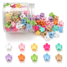 Tetizo front packaging showing 100 colorful mini flower clips—easy organization benefit