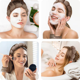 Tetizo headband in use washing face keeping hair dry and tidy