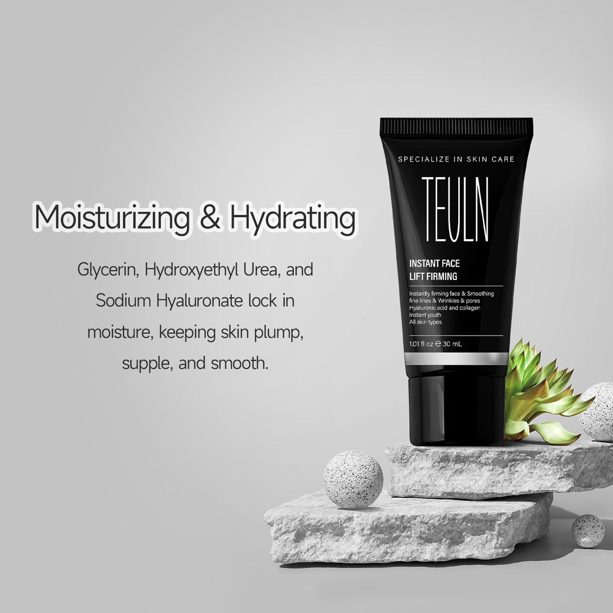 TEULN tube held in hand to show size and convenient travel benefit