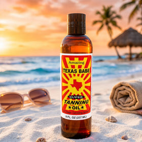 Texas Babe oil texture pouring close-up, showing smooth lightweight absorption
