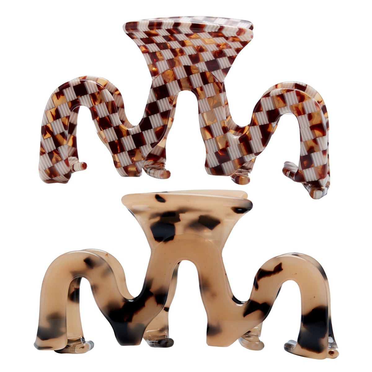 Textention front view of tortoise shell clips showing elegant design and reliable hold