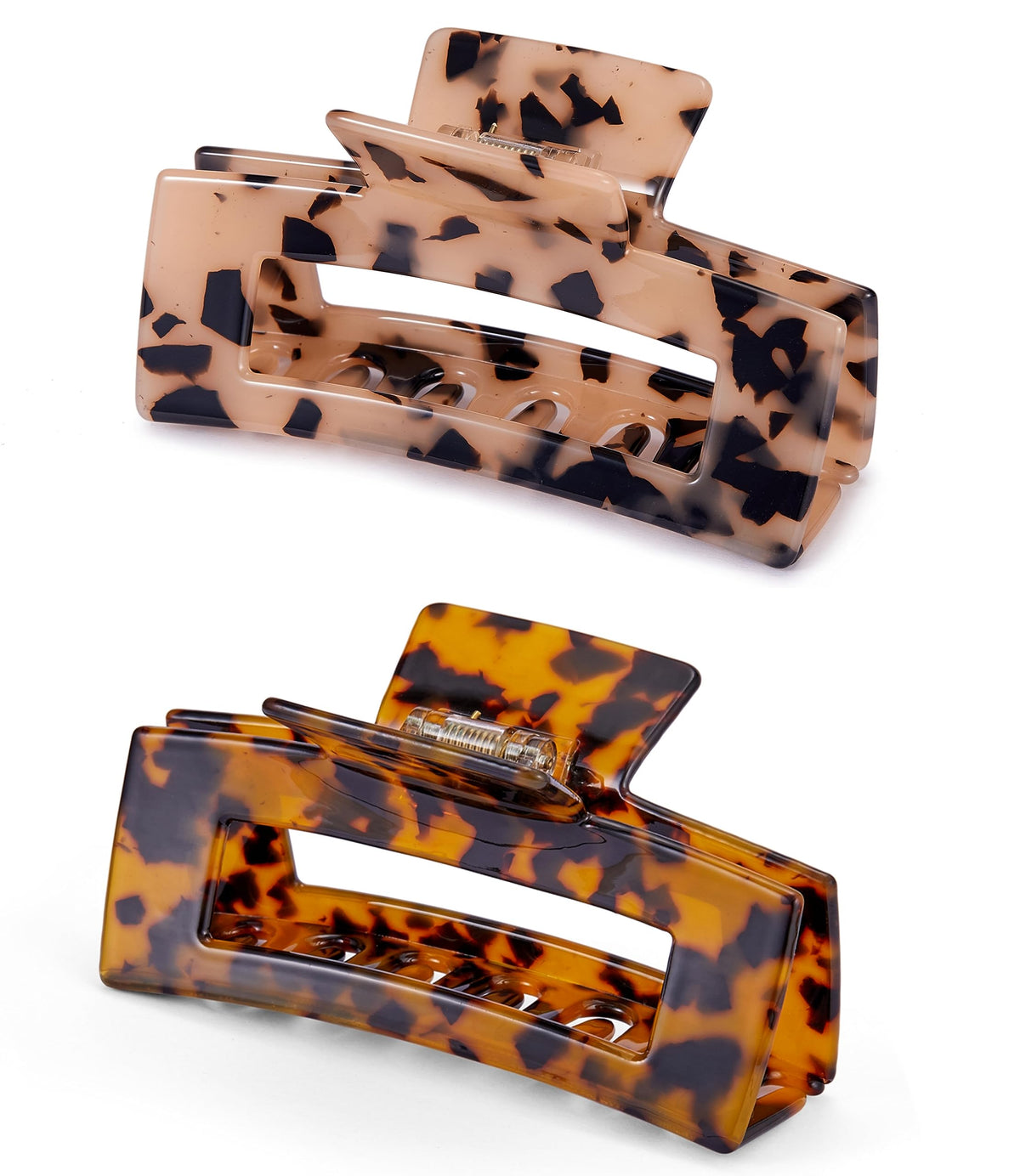 Textention front view tortoise-shell clip shows polished finish and secure hold