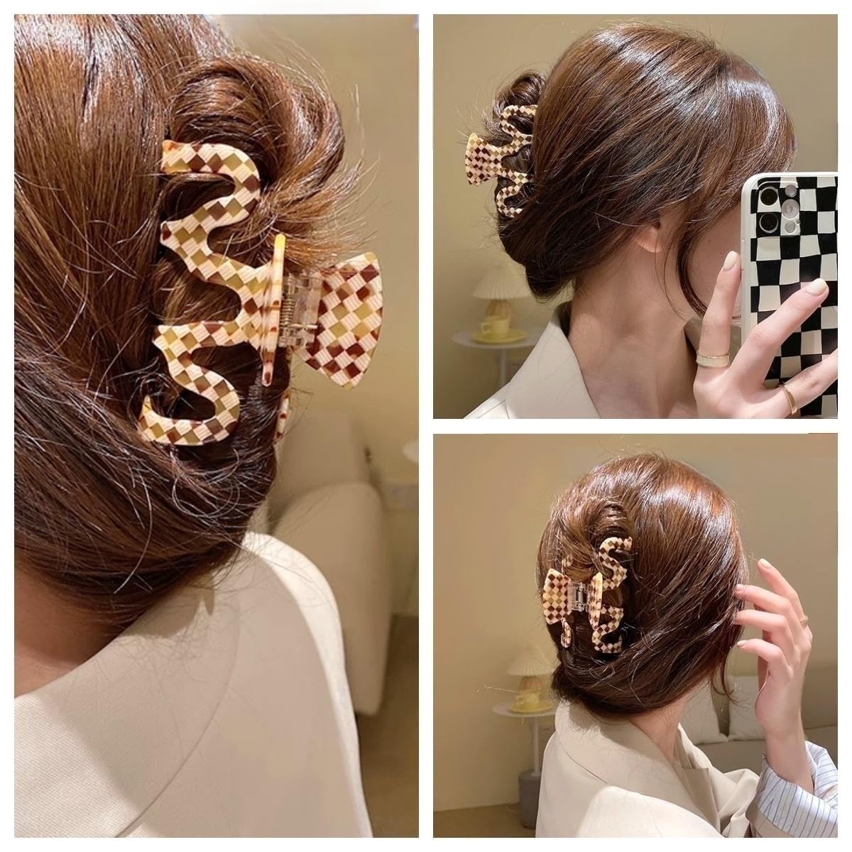 Textention clip worn in half-up hairstyle demonstrating secure, comfortable hold