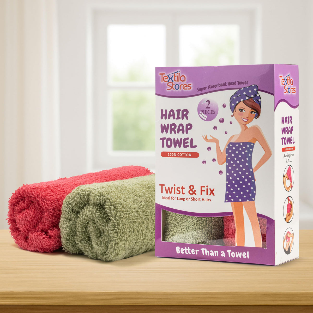Textila close-up of 100% cotton weave texture highlighting absorbency and softness for hair protection