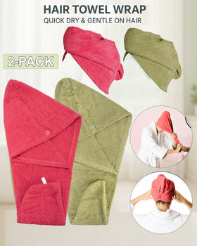 Textila turban wrapped on woman in bathroom showing hands-free styling and reduced frizz while drying