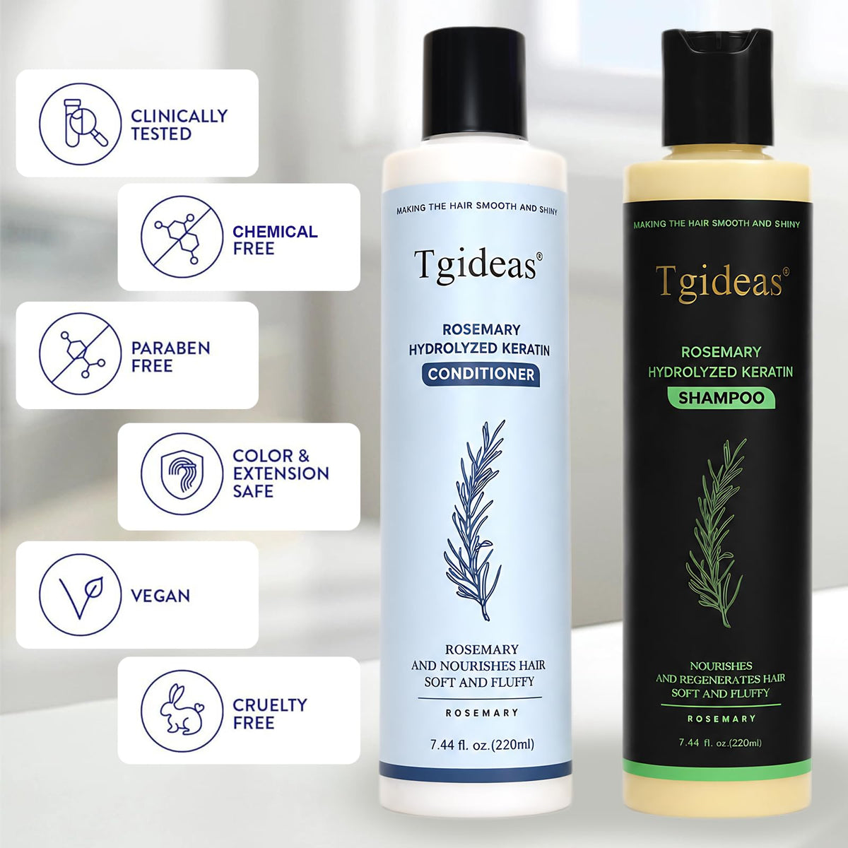 Tgideas model with shiny hair after use demonstrating smoother, frizz-controlled hair