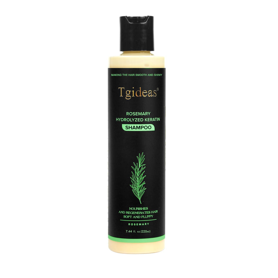 Tgideas front bottle showing rosemary and biotin for volumizing benefit