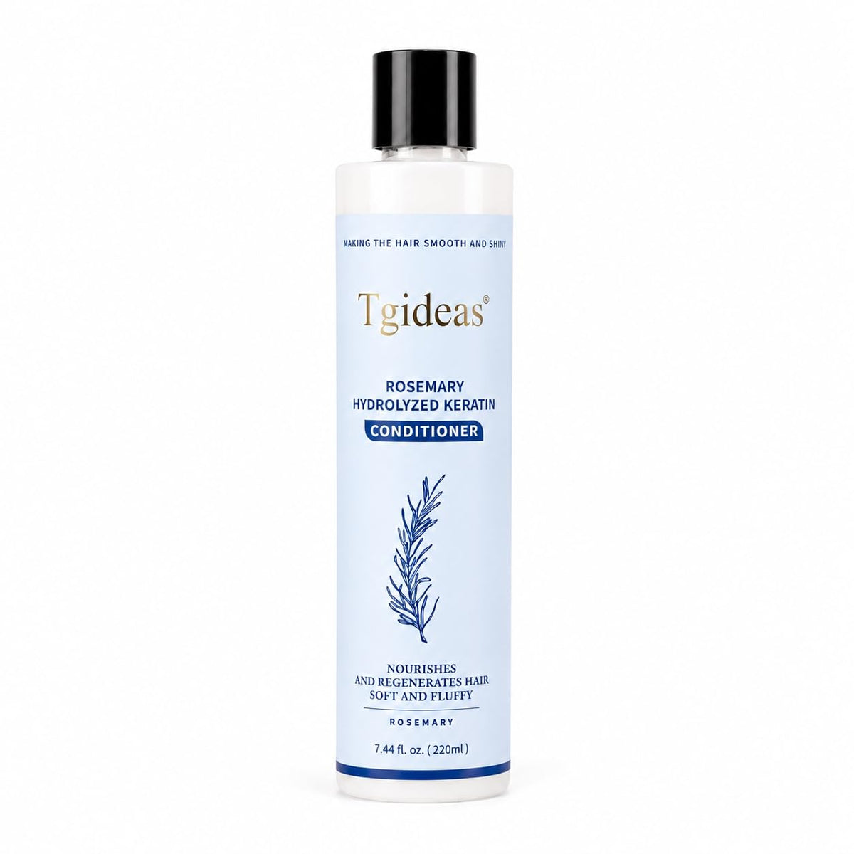 Tgideas bottle front view showing rosemary formula and easy use benefit