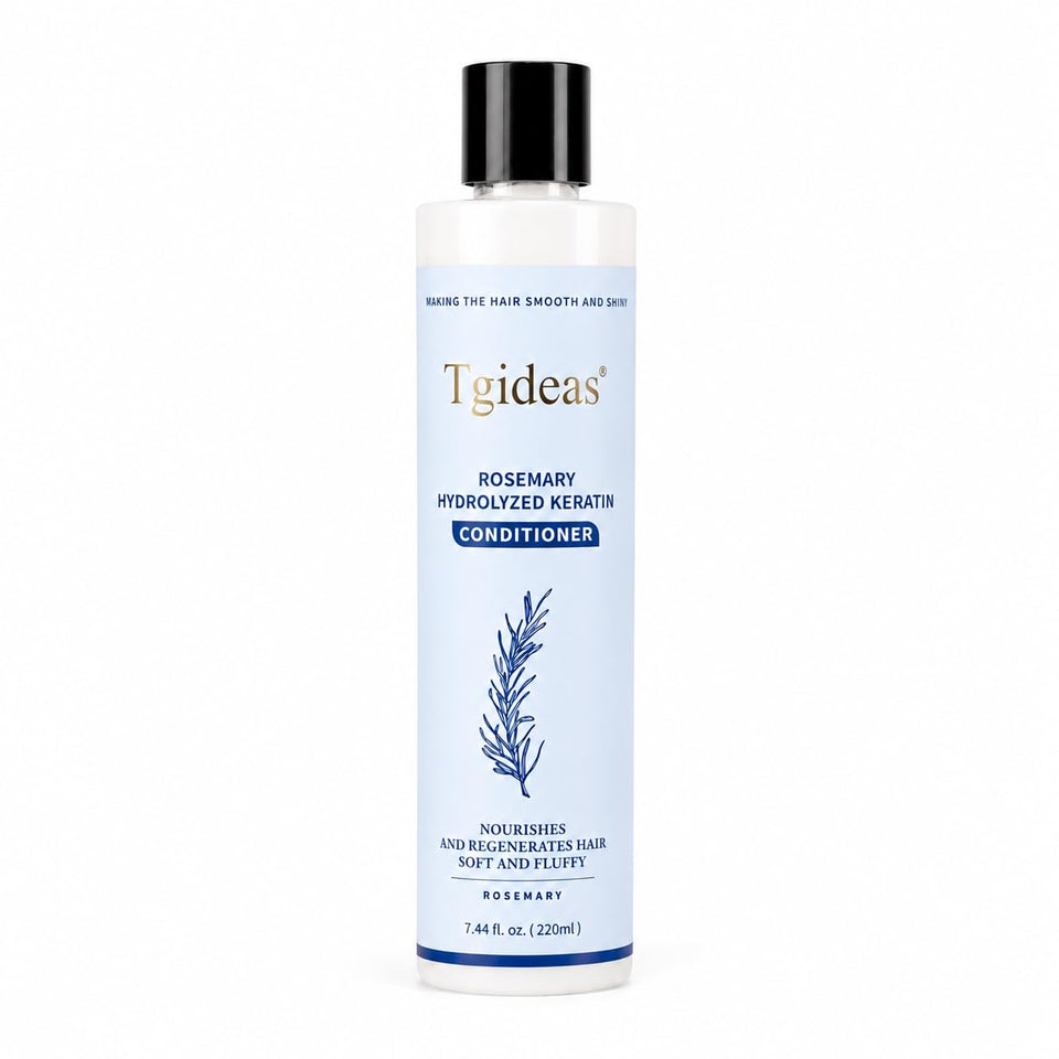 Tgideas bottle front view showing rosemary formula and easy use benefit