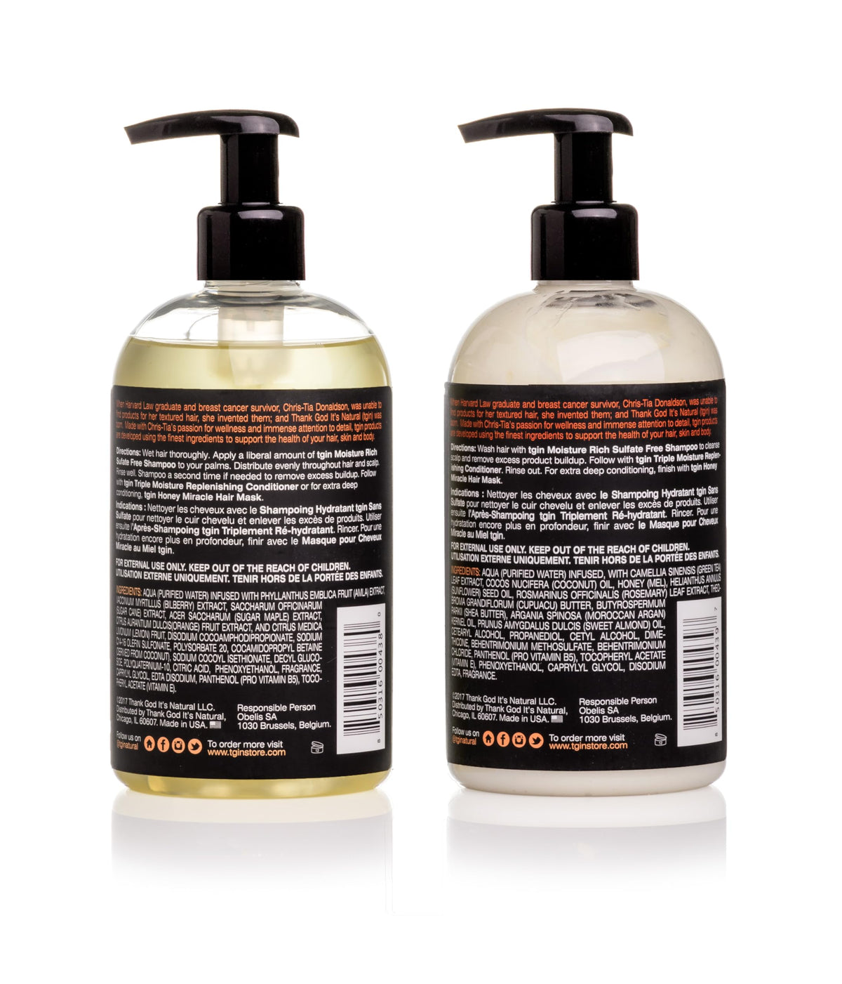 tgin conditioner bottle label close-up highlighting ingredients and benefits