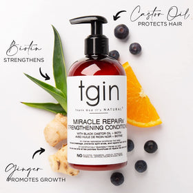 tgin product being applied to curly hair for easier detangling
