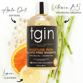 tgin label close-up featuring Pro Vitamin B5 for reduced breakage benefit