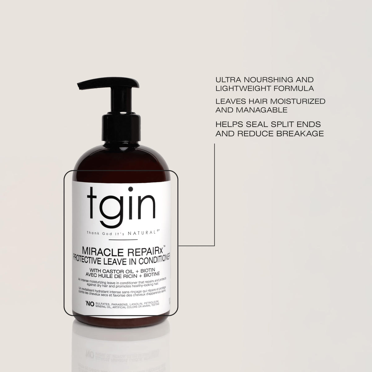 tgin Miracle RepaiRx being applied to curly hair for easier detangling
