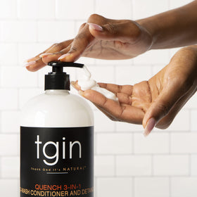 tgin being applied in shower to cleanse and detangle hair
