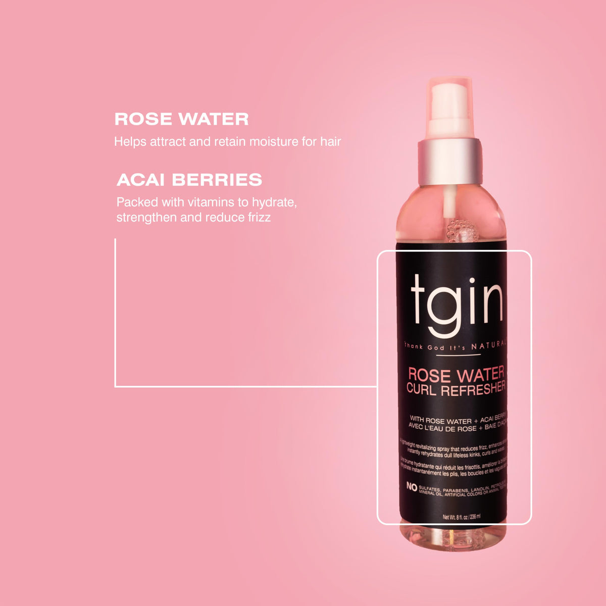 tgin bottle styled on bathroom shelf, suggests convenient everyday use