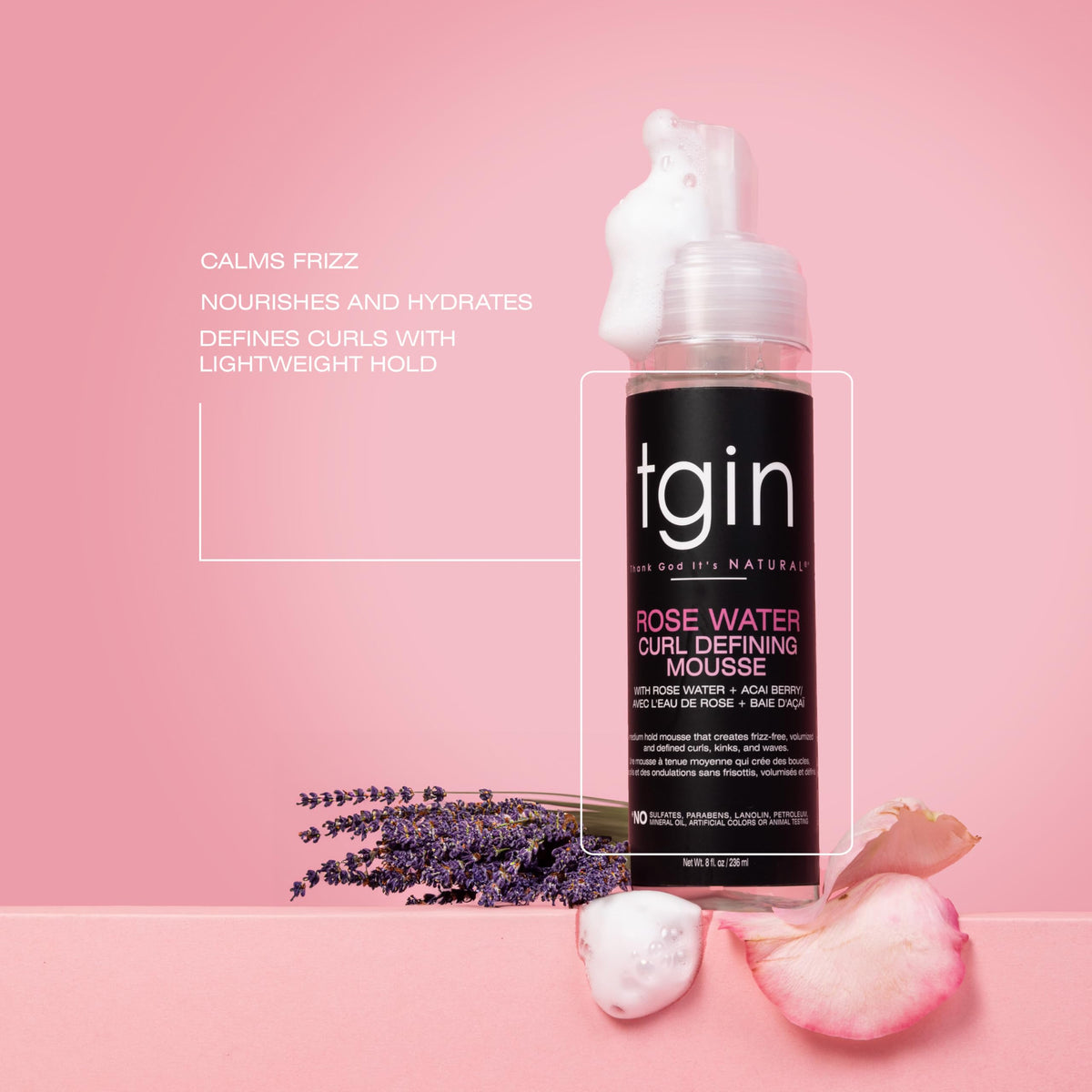 tgin mousse texture close-up showing airy foam and hydrating finish