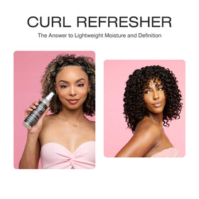 tgin spritz applied to curly hair to refresh and redefine curls quickly