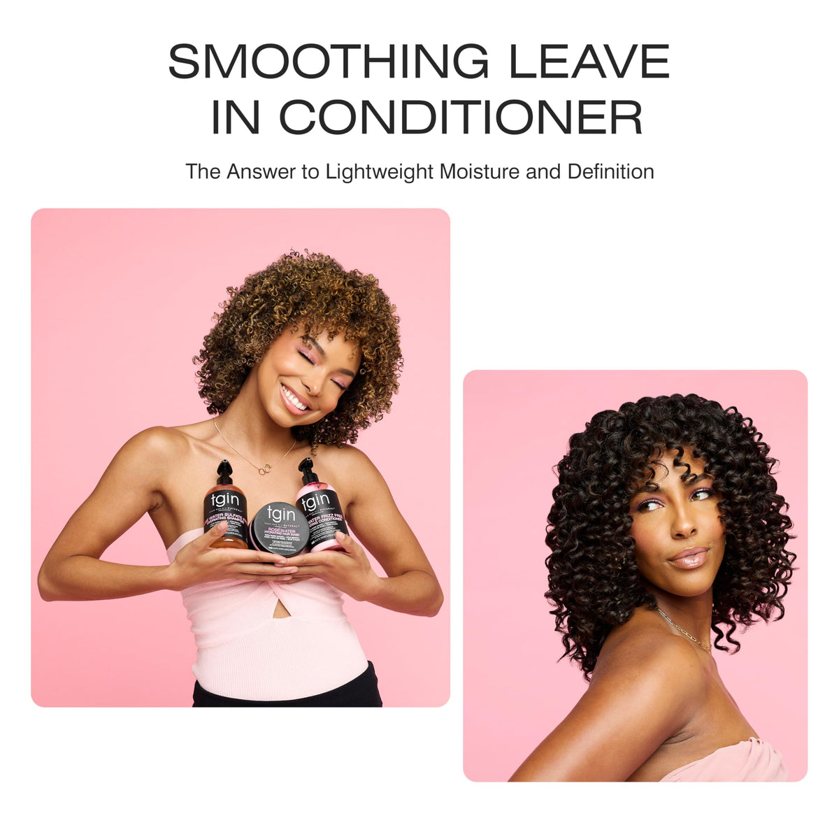 tgin applying leave-in to wet hair for detangling and softness benefit