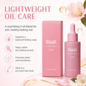 thaari bottle detail with dropper dispensing oil, precise application and controlled use