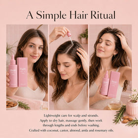 thaari on bathroom vanity in lifestyle scene, brand enhances daily hair-care routine