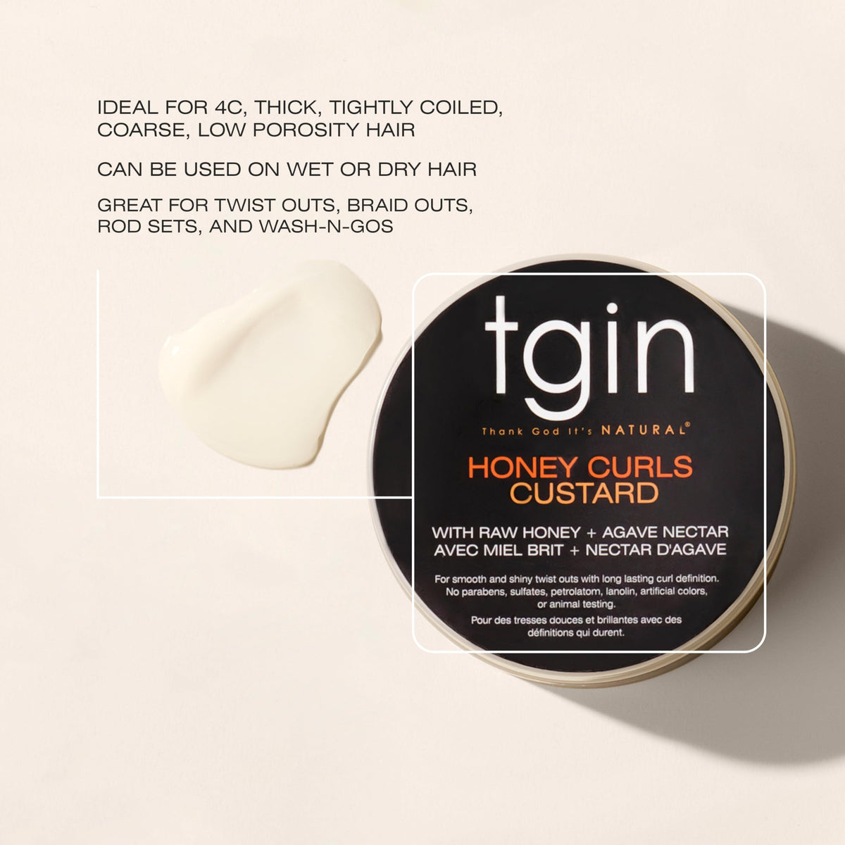 Thank God It's Natural applied to damp hair demonstrating easy spread and slip