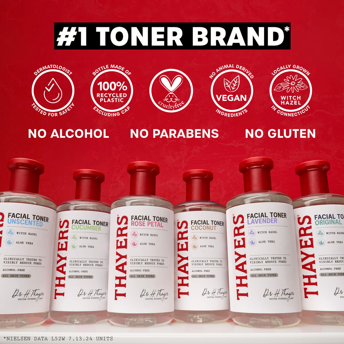 THAYERS 12 oz bottle next to everyday items for size comparison and travel-friendly volume benefit