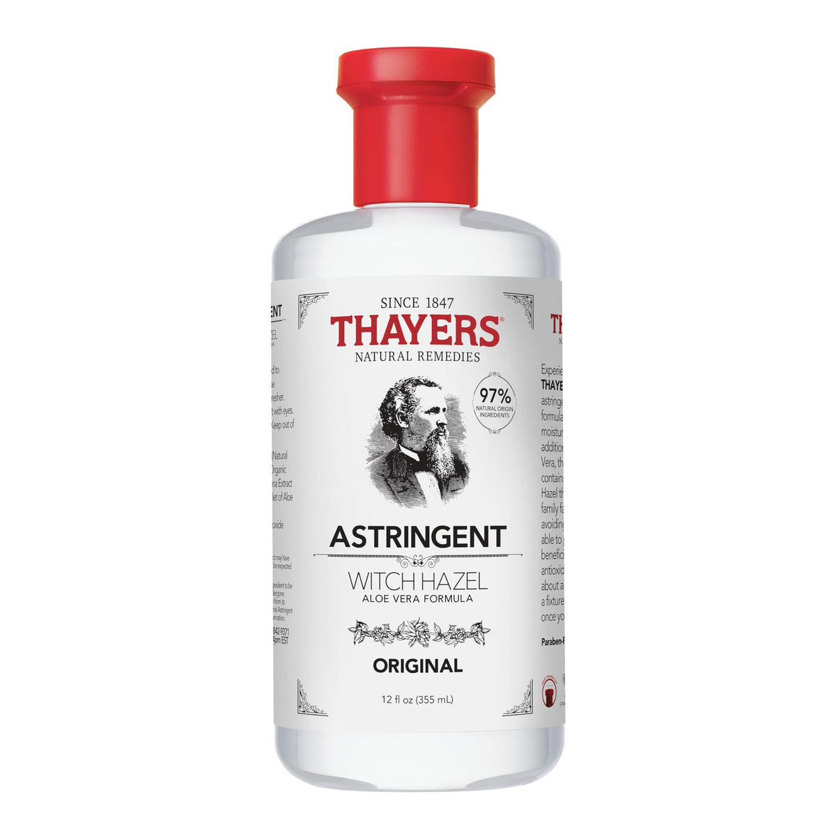 THAYERS bottle front view showing clean packaging and soothing astringent