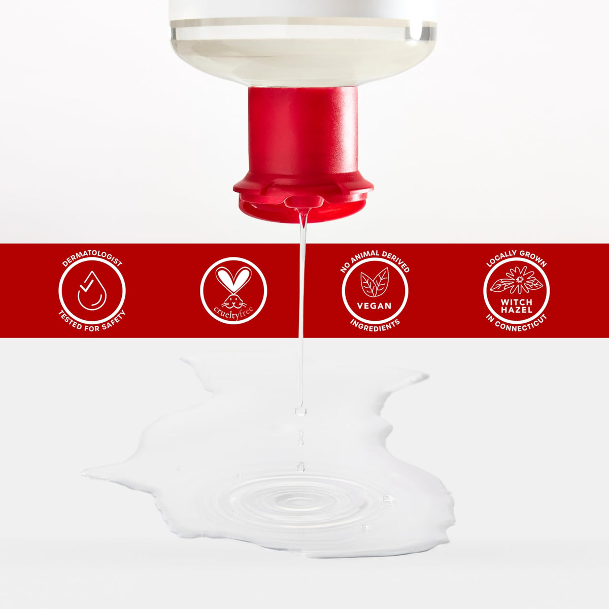 Thayers bottle staged with witch hazel sprig emphasizing botanical soothing benefit