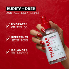 Thayers closeup label highlighting witch hazel and organic aloe benefits