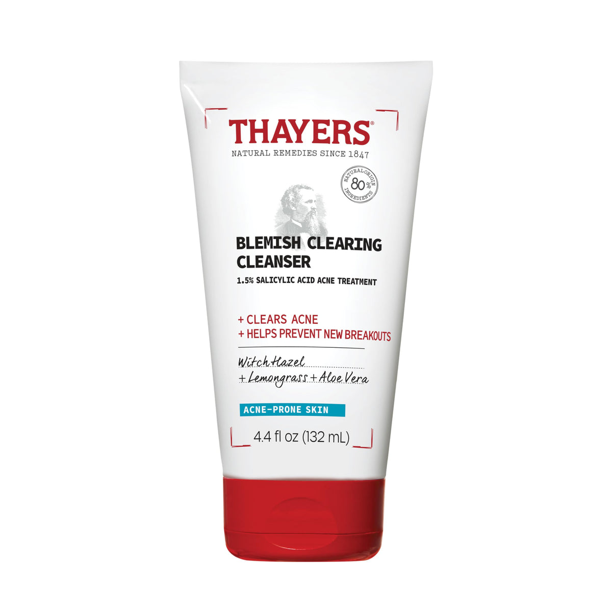 THAYERS front packaging of blemish-clearing face cleanser for clear skin