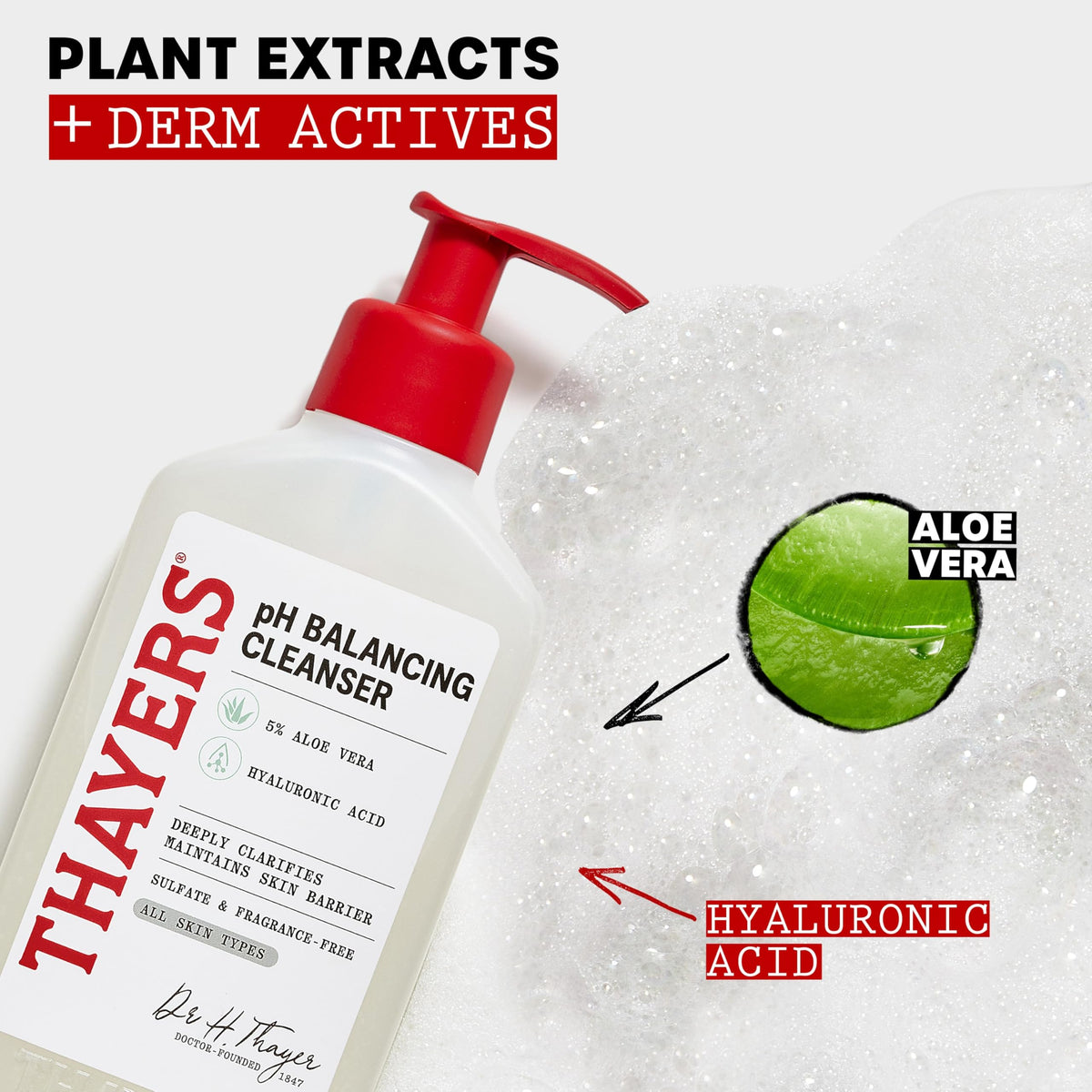 THAYERS label ingredients detail showing aloe and sodium hyaluronate benefits